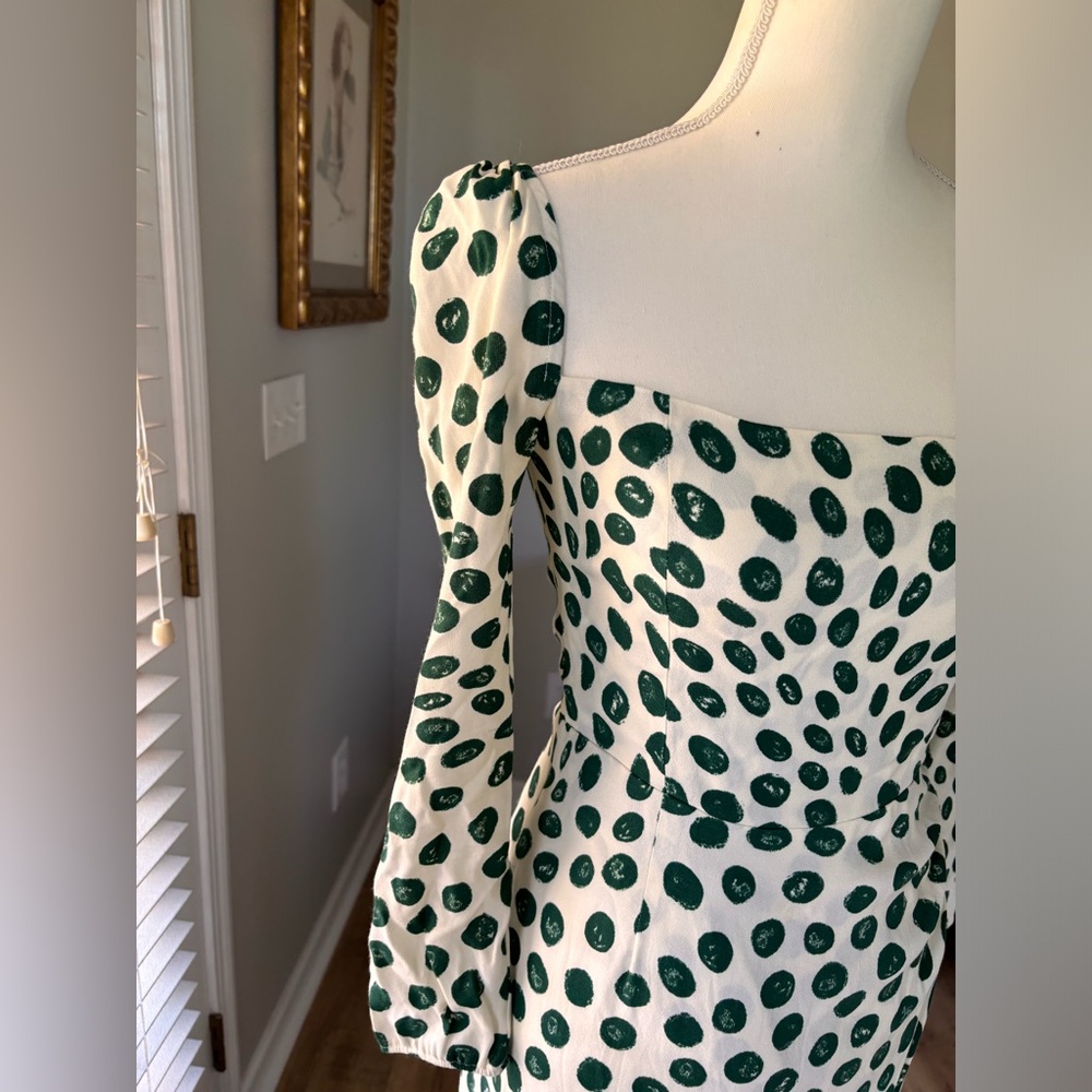 REFORMATION Hilda Dress green and white dots size 4 EUC - Picture 5 of 14